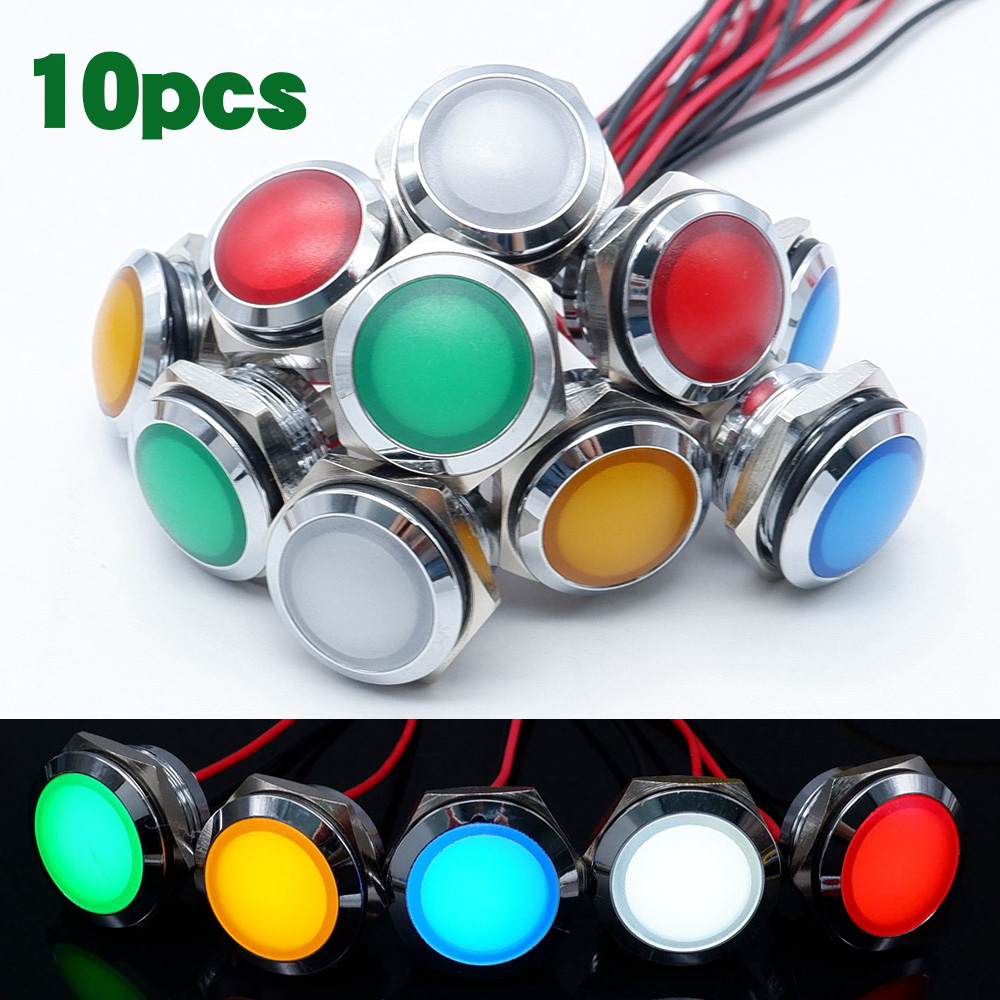 10pcs 12/16/19/22mm Metal LED  - Signal Panel Orange recension och pris