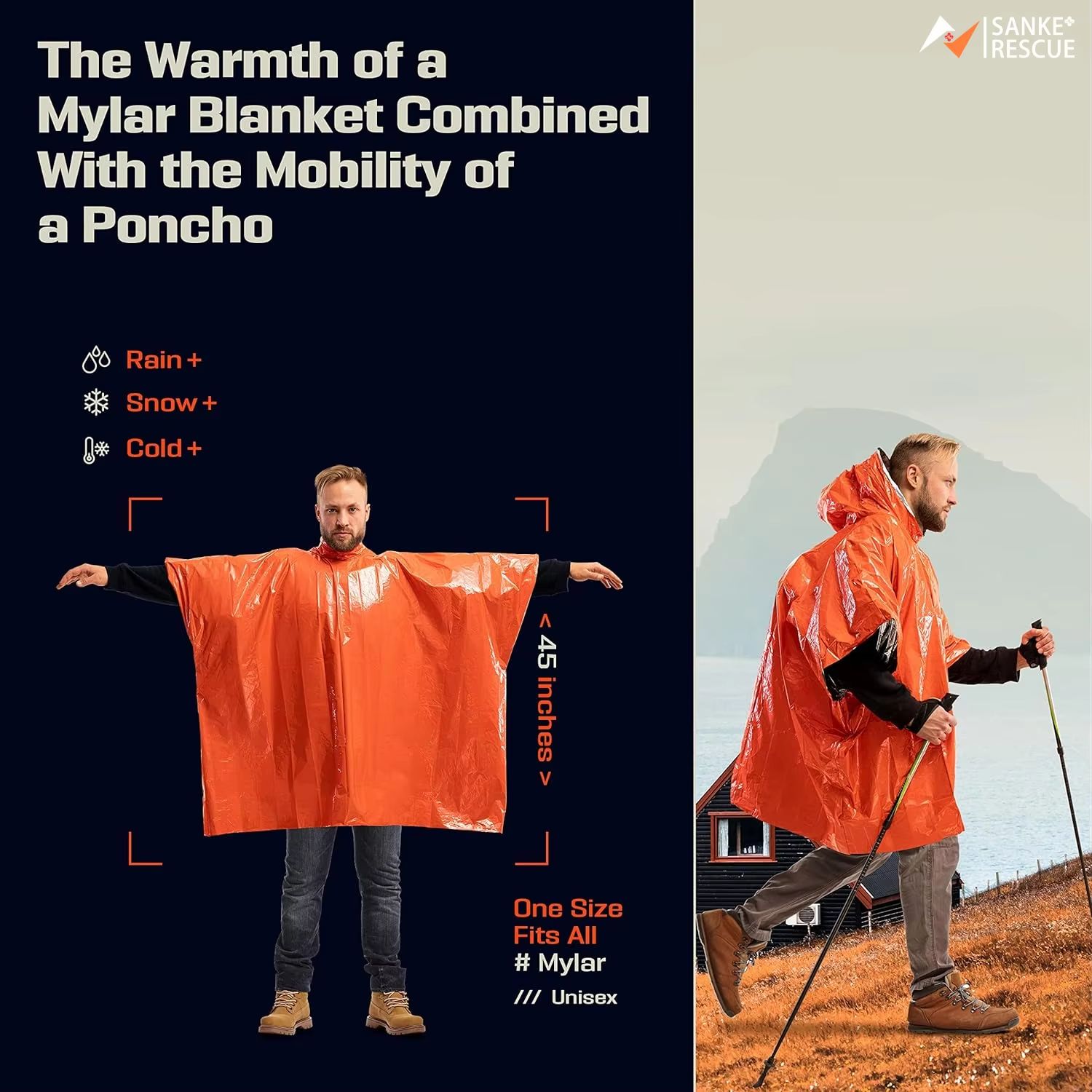 Emergency Rain Poncho Thermal  - Emergency Poncho Rain recension och pris