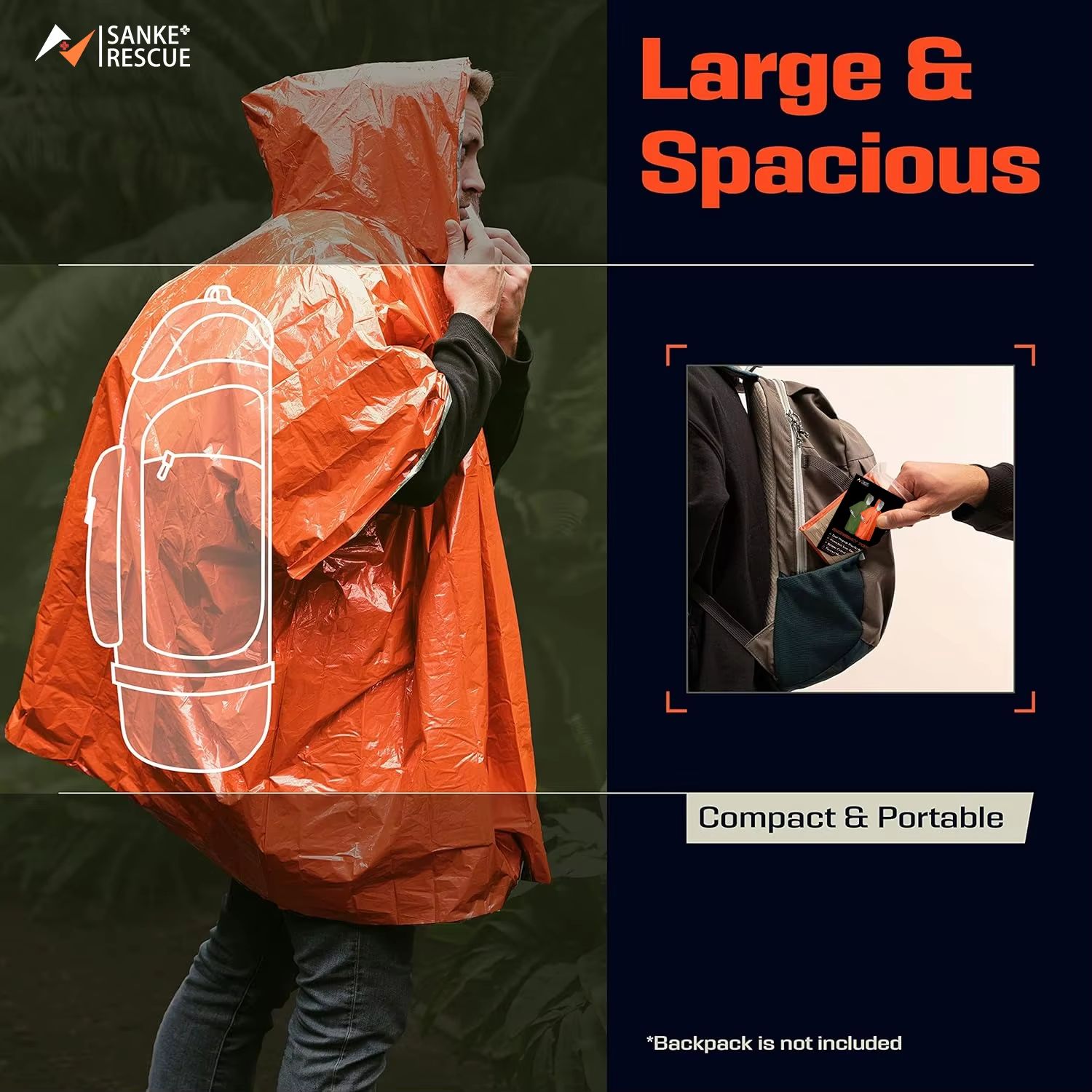 Emergency Rain Poncho Thermal  - Emergency Poncho Rain recension och pris